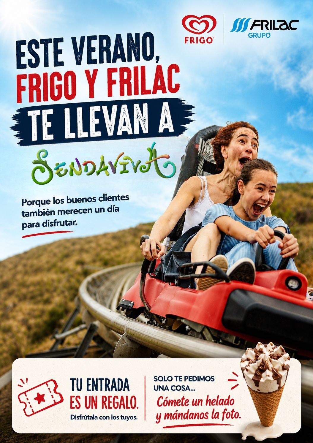 Este verano, Frigo y Frilac te llevan a Sendaviva. Cómete un helado y mándanos la foto.